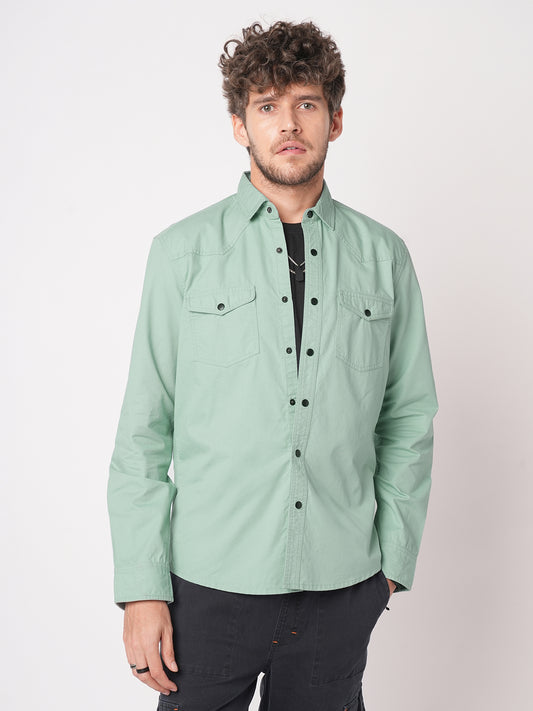 Sea Breeze Hue Double Pocket Overshirt