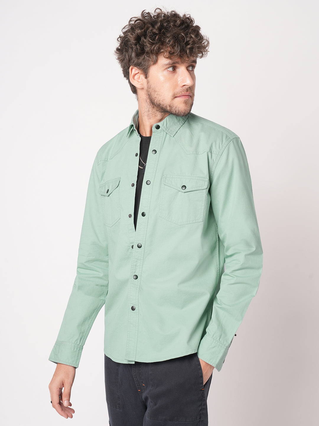 Sea Breeze Hue Double Pocket Overshirt