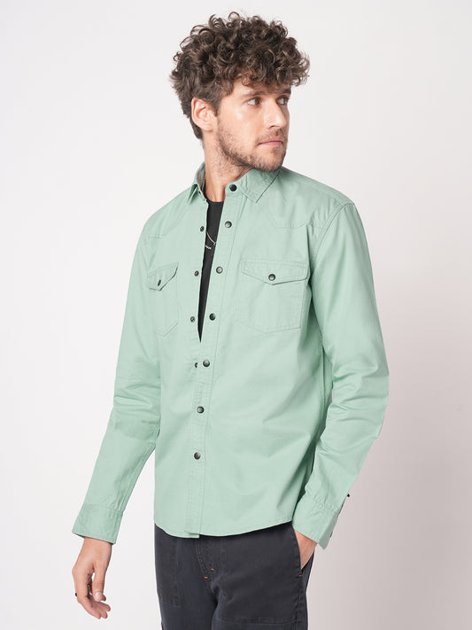 Sea Breeze Hue Double Pocket Overshirt