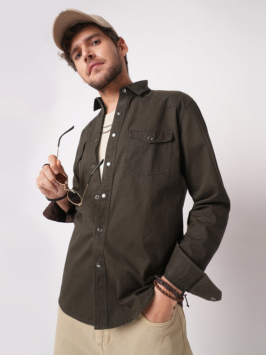 Smoked Cocoa Double Pocket Overshirt