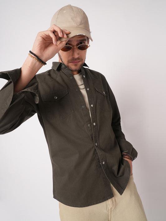 Smoked Cocoa Double Pocket Overshirt