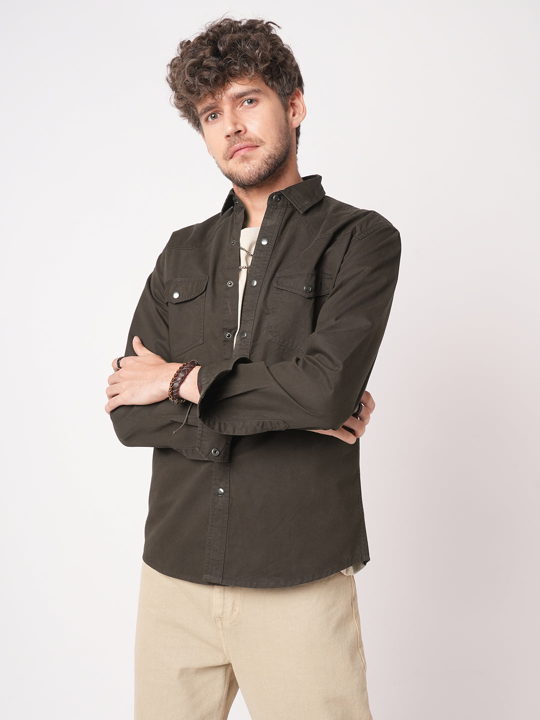 Smoked Cocoa Double Pocket Overshirt