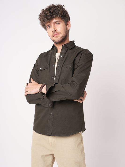 Smoked Cocoa Double Pocket Overshirt