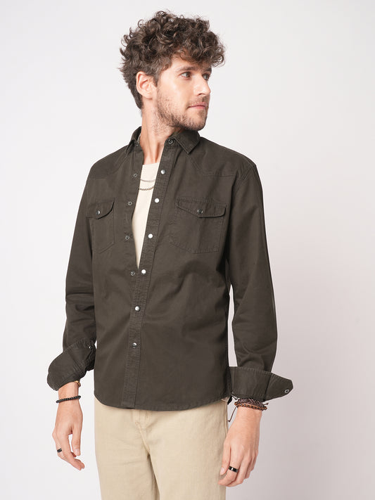 Smoked Cocoa Double Pocket Overshirt