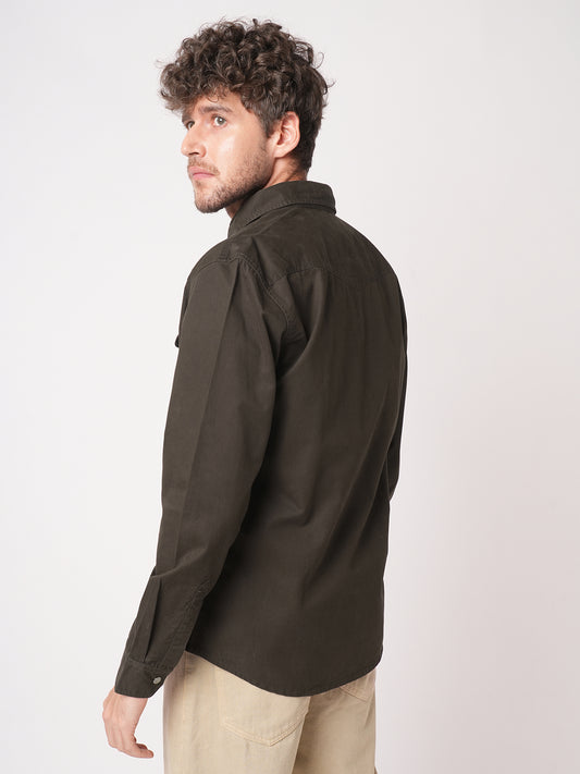 Smoked Cocoa Double Pocket Overshirt