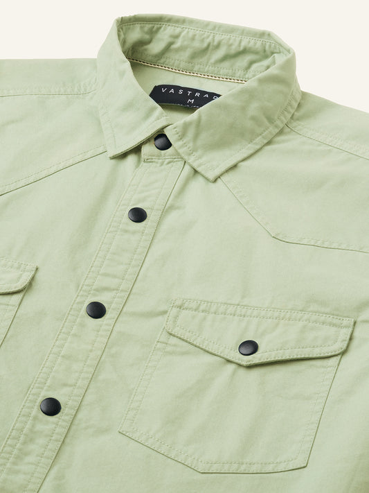 Pale Green Terrain Double Pocket Overshirt