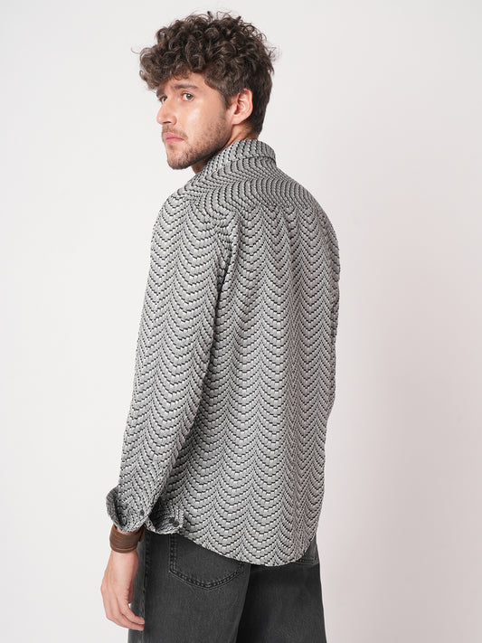 Black Jacquard Weaved Shirt