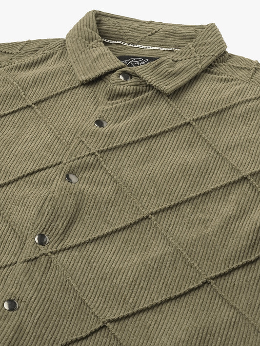 Cordcraft Olive Crosshatch Statement Shirt