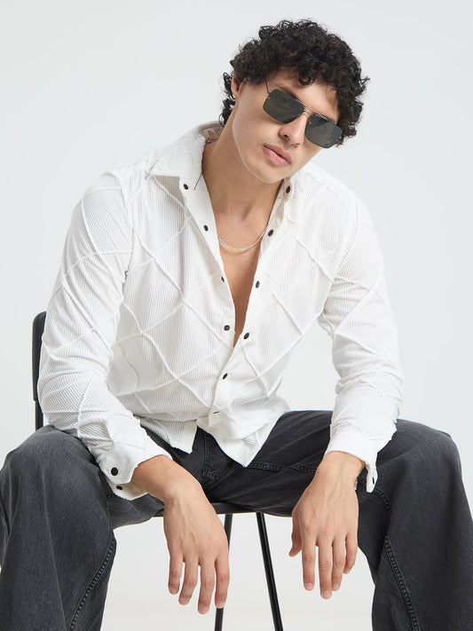 Snow White Textured Corduroy Shirt