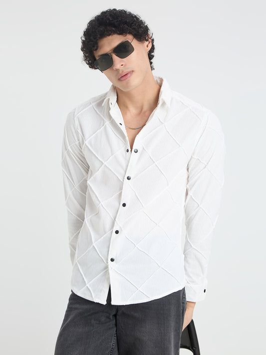 Snow White Textured Corduroy Shirt