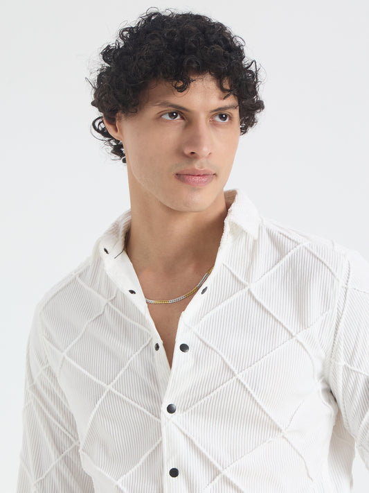 Snow White Textured Corduroy Shirt