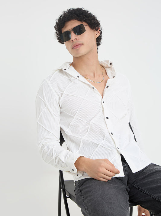 Snow White Textured Corduroy Shirt