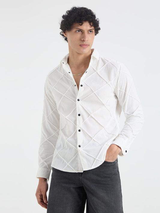 Snow White Textured Corduroy Shirt