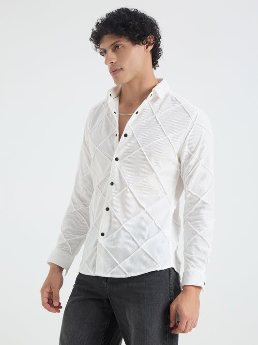 Snow White Textured Corduroy Shirt
