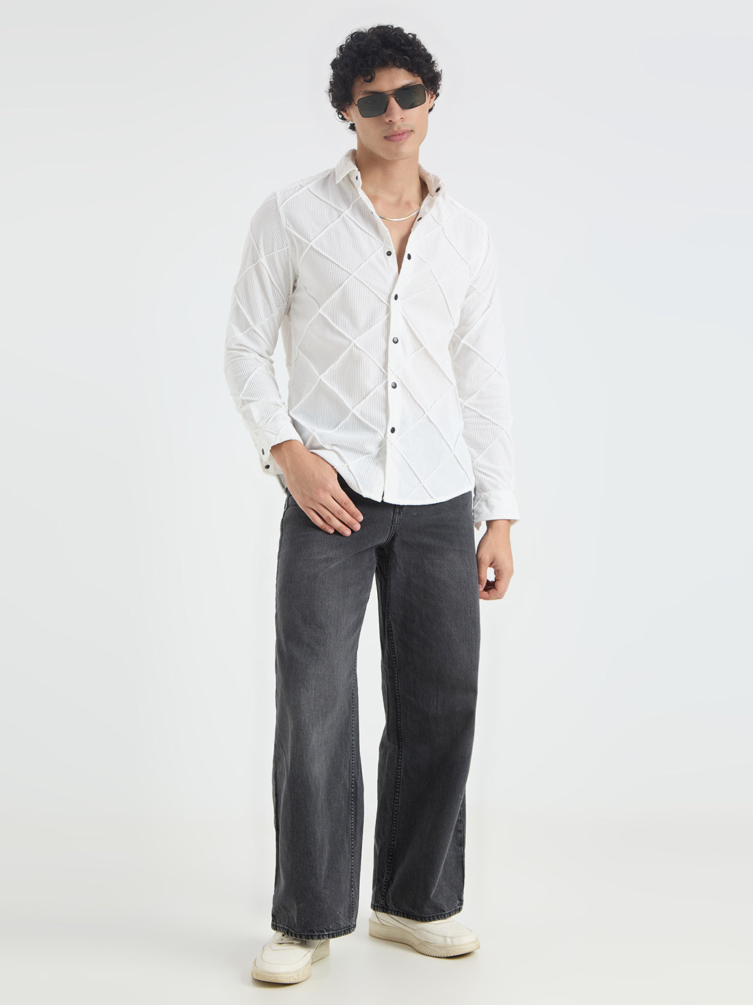 Snow White Textured Corduroy Shirt