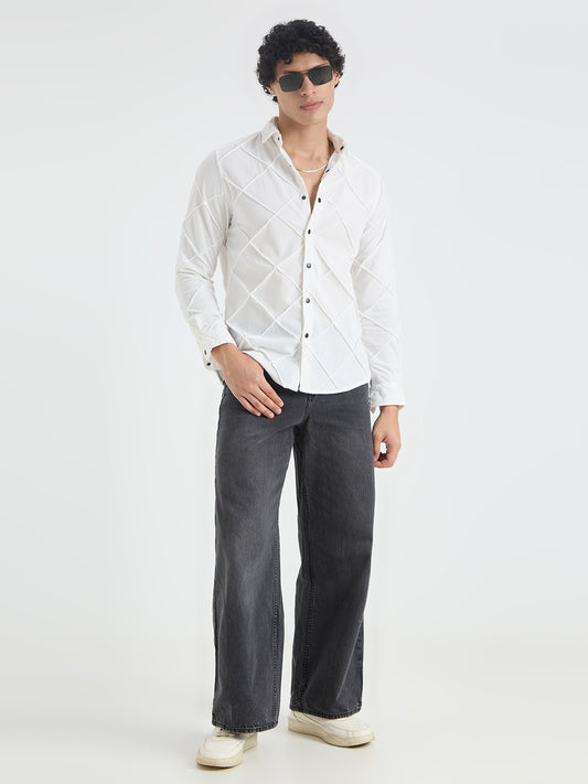 Snow White Textured Corduroy Shirt