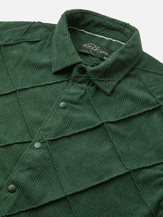 Pine Green Textured Corduroy Shirt