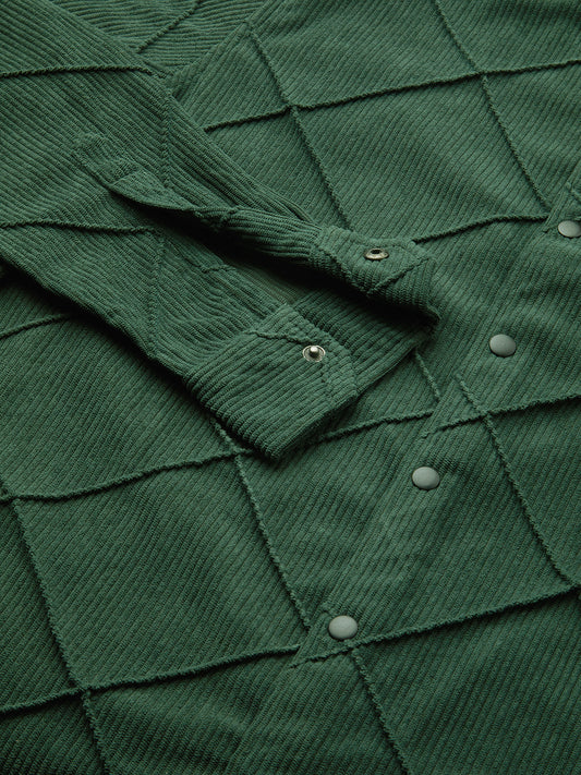 Pine Green Textured Corduroy Shirt