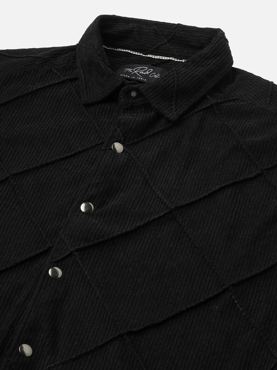 Black Nightline Diamond Stitch Corduroy Shirt