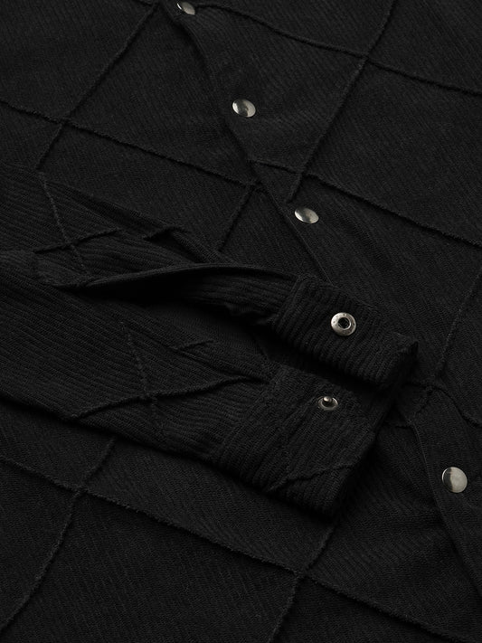 Black Nightline Diamond Stitch Corduroy Shirt