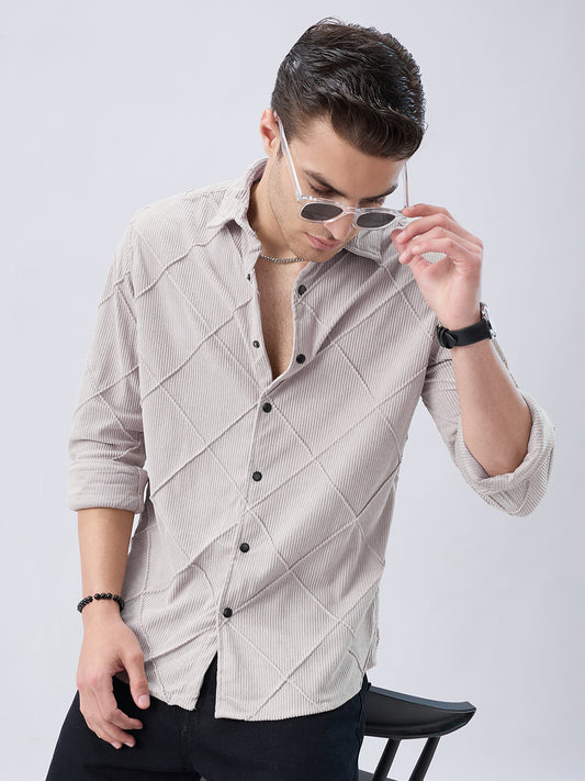 Misty Grey Jacquard Corduroy Shirt