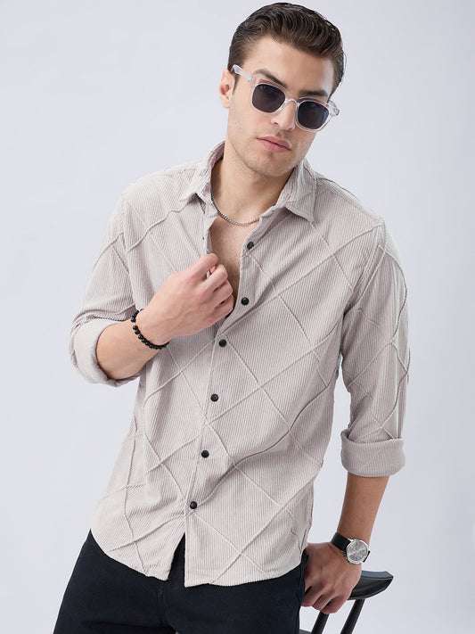 Misty Grey Jacquard Corduroy Shirt