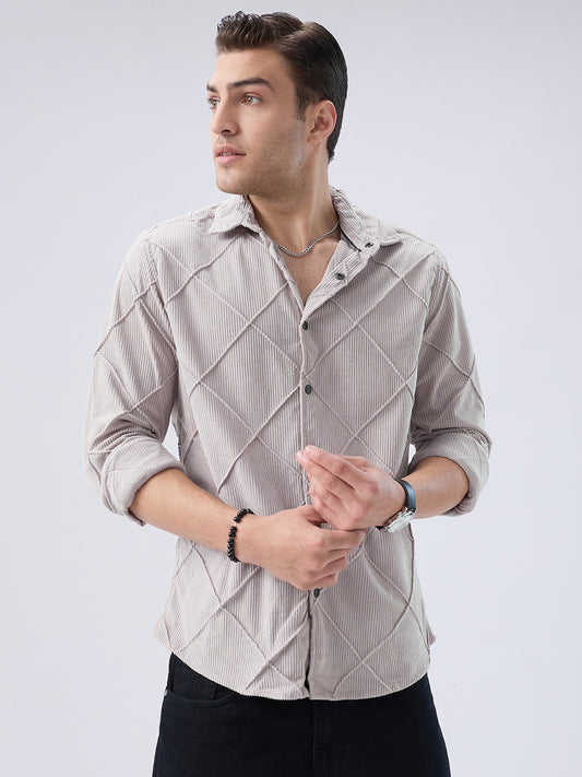 Misty Grey Jacquard Corduroy Shirt