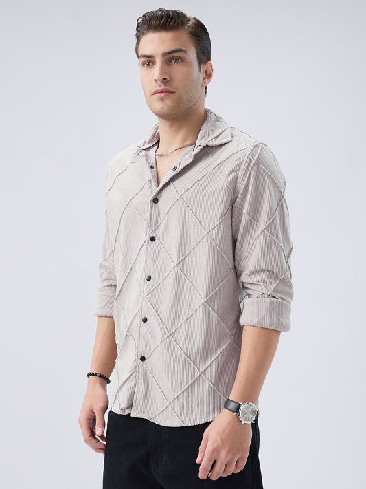 Misty Grey Jacquard Corduroy Shirt