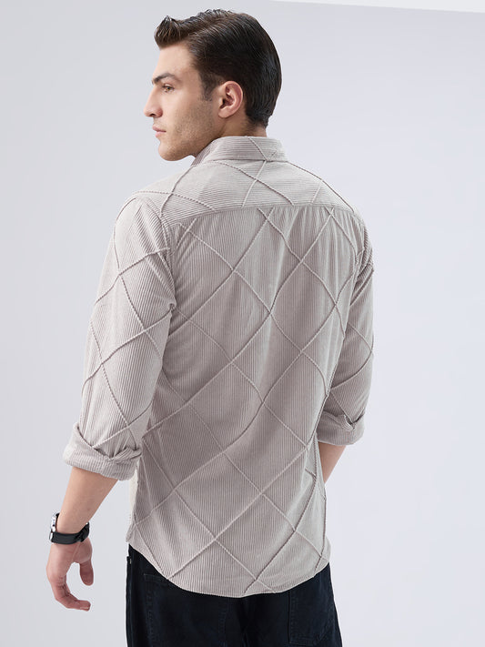 Misty Grey Jacquard Corduroy Shirt