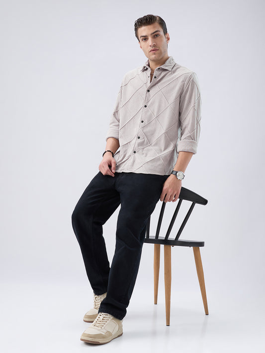 Misty Grey Jacquard Corduroy Shirt