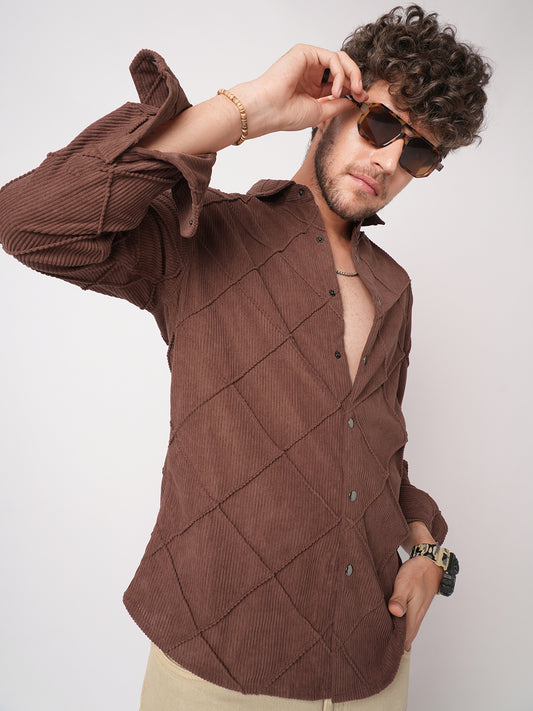 Rustic Diamond Embossed Corduroy Shirt