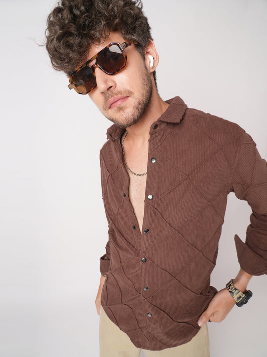 Rustic Diamond Embossed Corduroy Shirt