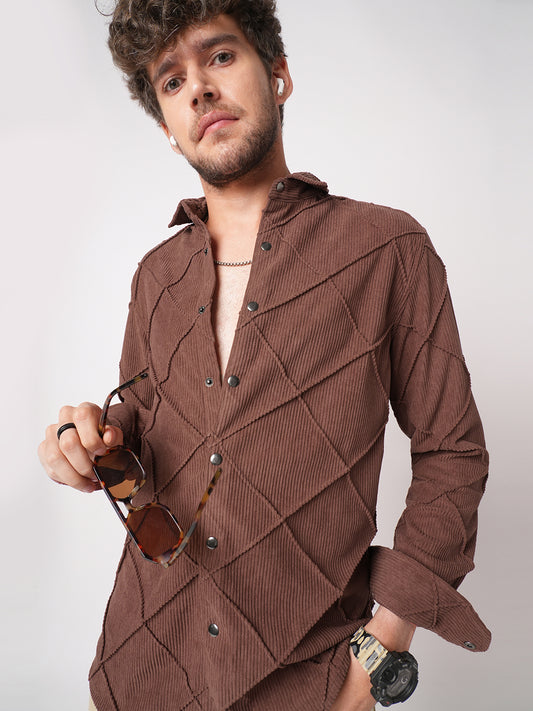 Rustic Diamond Embossed Corduroy Shirt