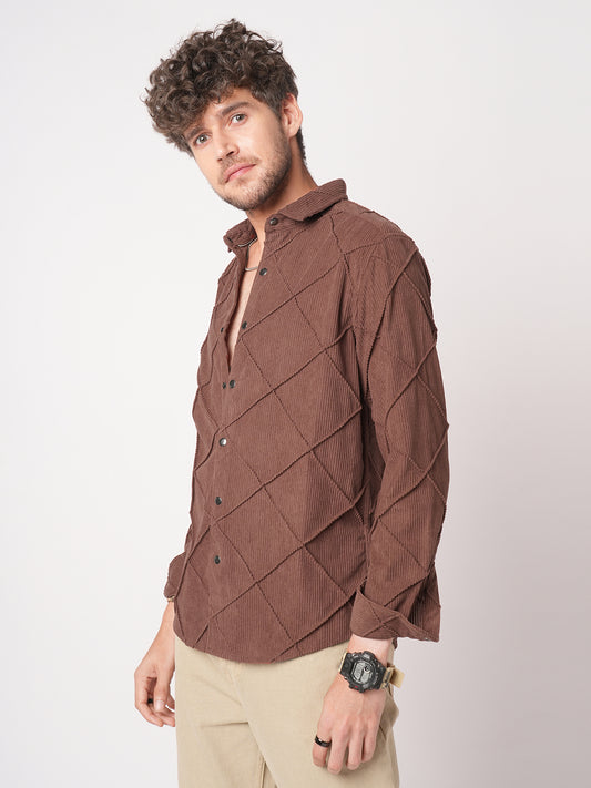 Rustic Diamond Embossed Corduroy Shirt