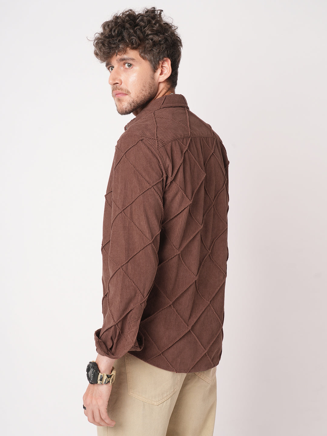 Rustic Diamond Embossed Corduroy Shirt