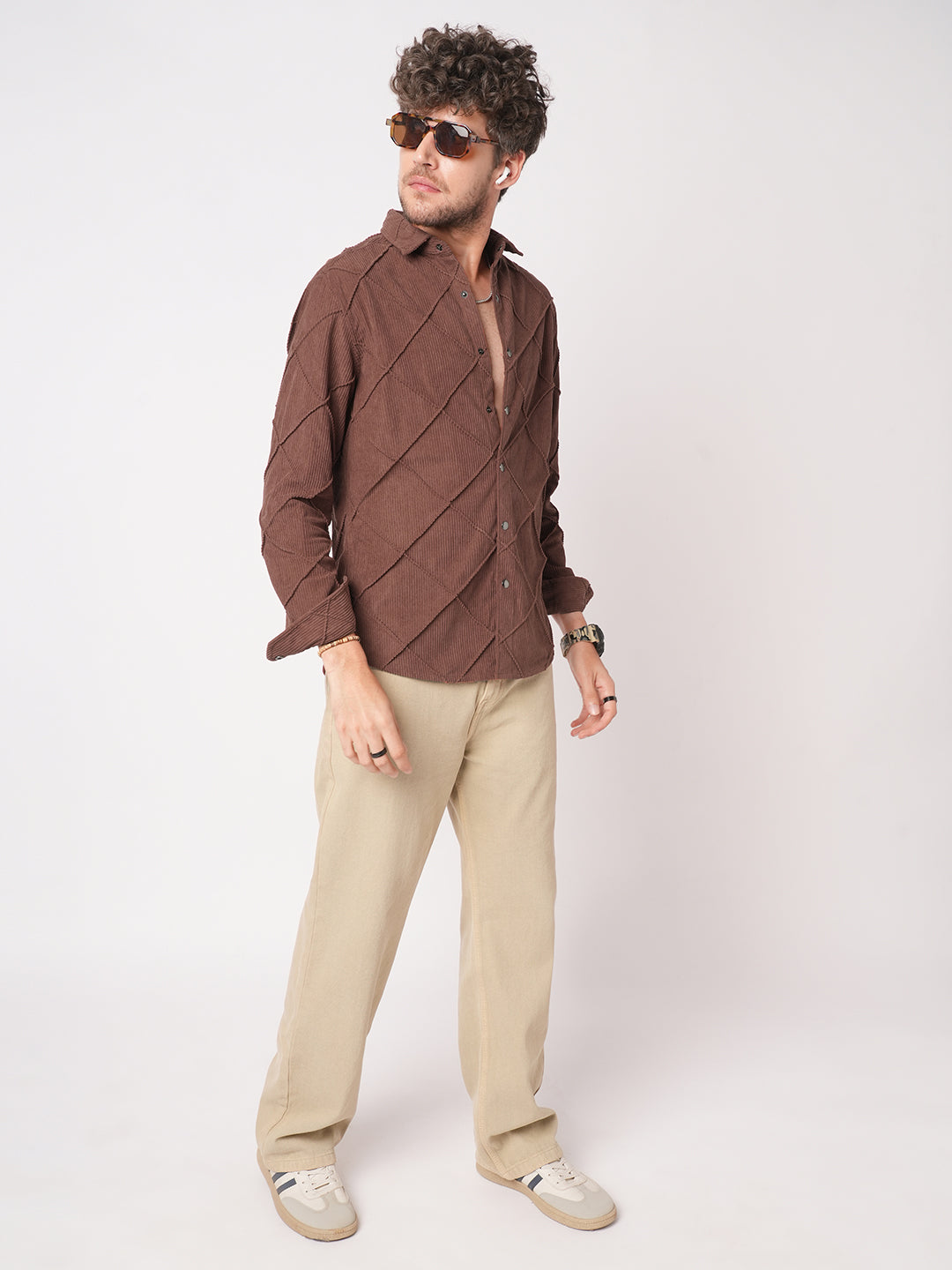 Rustic Diamond Embossed Corduroy Shirt