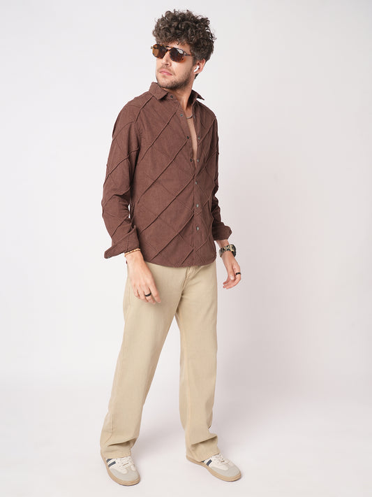 Rustic Diamond Embossed Corduroy Shirt