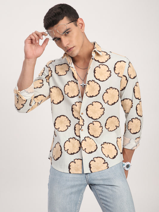 Sage Grey Botanical Bloom Shirt