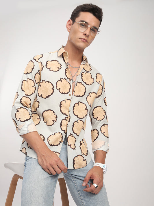 Sage Grey Botanical Bloom Shirt
