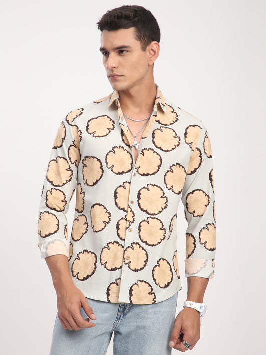 Sage Grey Botanical Bloom Shirt