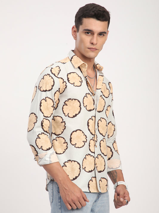 Sage Grey Botanical Bloom Shirt