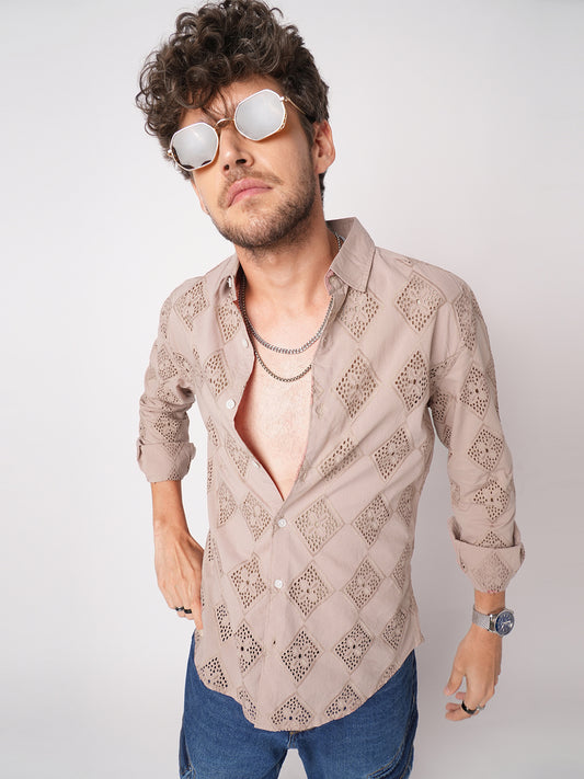 Rose Dust Artisan Stitch Schiffli Shirt
