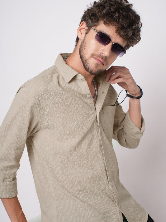 Pearl Beige Seersucker Shirt