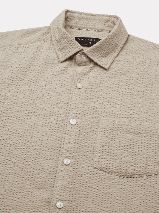 Pearl Beige Seersucker Shirt