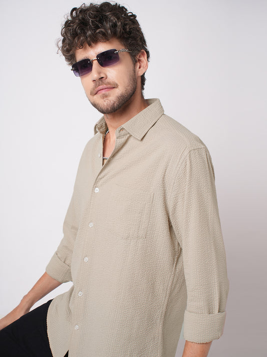 Pearl Beige Seersucker Shirt