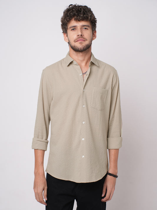 Pearl Beige Seersucker Shirt