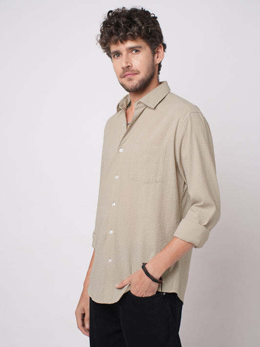Pearl Beige Seersucker Shirt