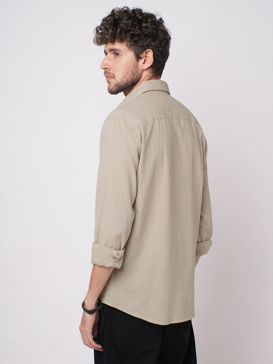Pearl Beige Seersucker Shirt