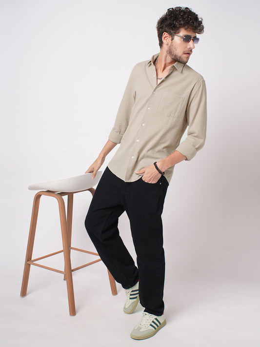 Pearl Beige Seersucker Shirt