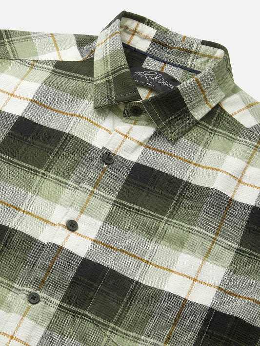 Premium Cotton Elegant Green Vibe Check Shirt
